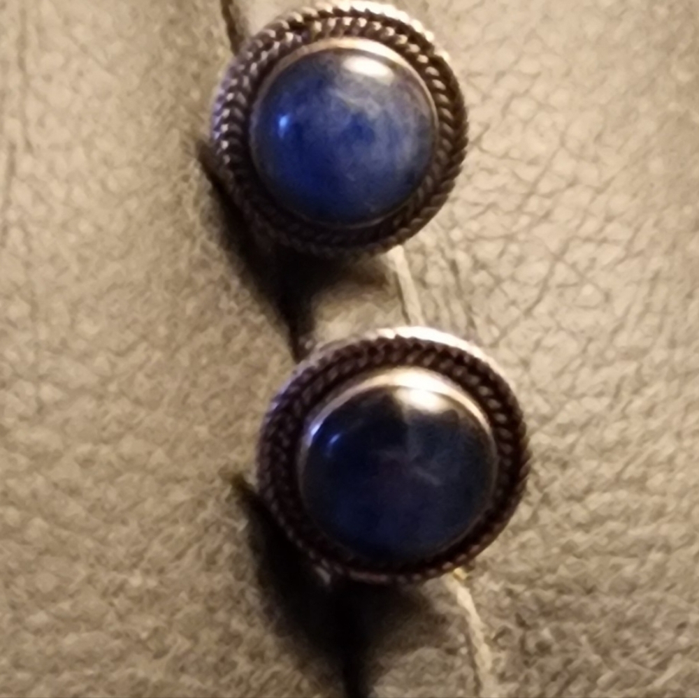 Laboradite Stud Earrings, Gorgeous.  .925 Sterling Silver.
